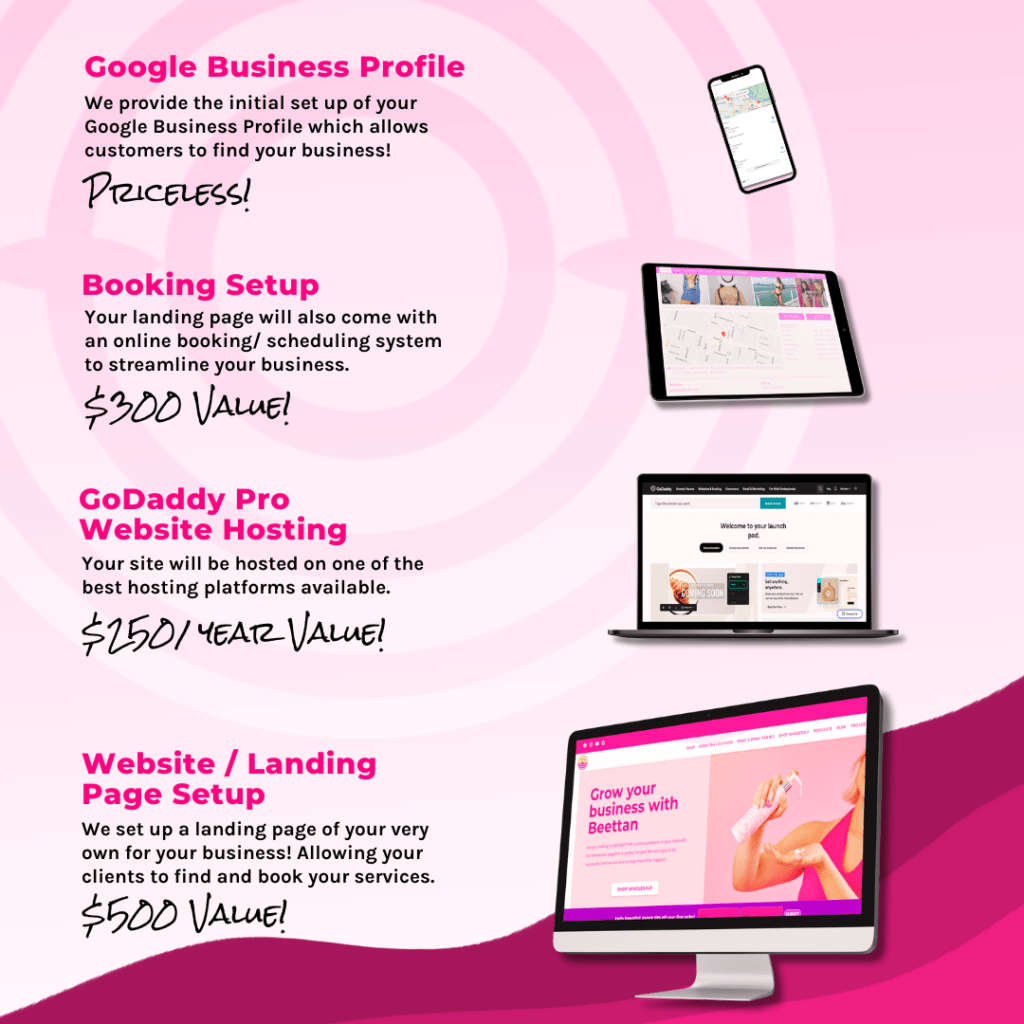 spray tan booking website setup